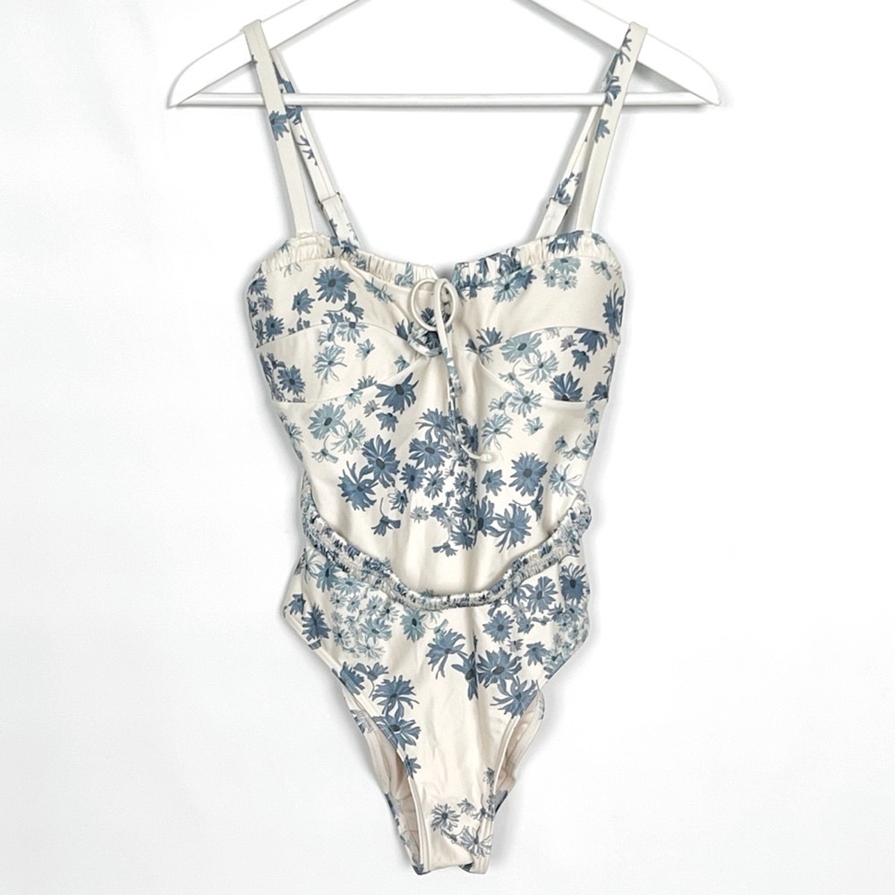 Peony Vacation Ruched Trim One Piece Swimsuit Belted AUS 10 US 6 - Picture 5 of 13